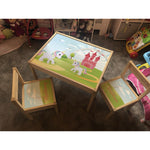 Personalised Children's Table and 2 Chairs Printed Unicorn Fairytale Design
