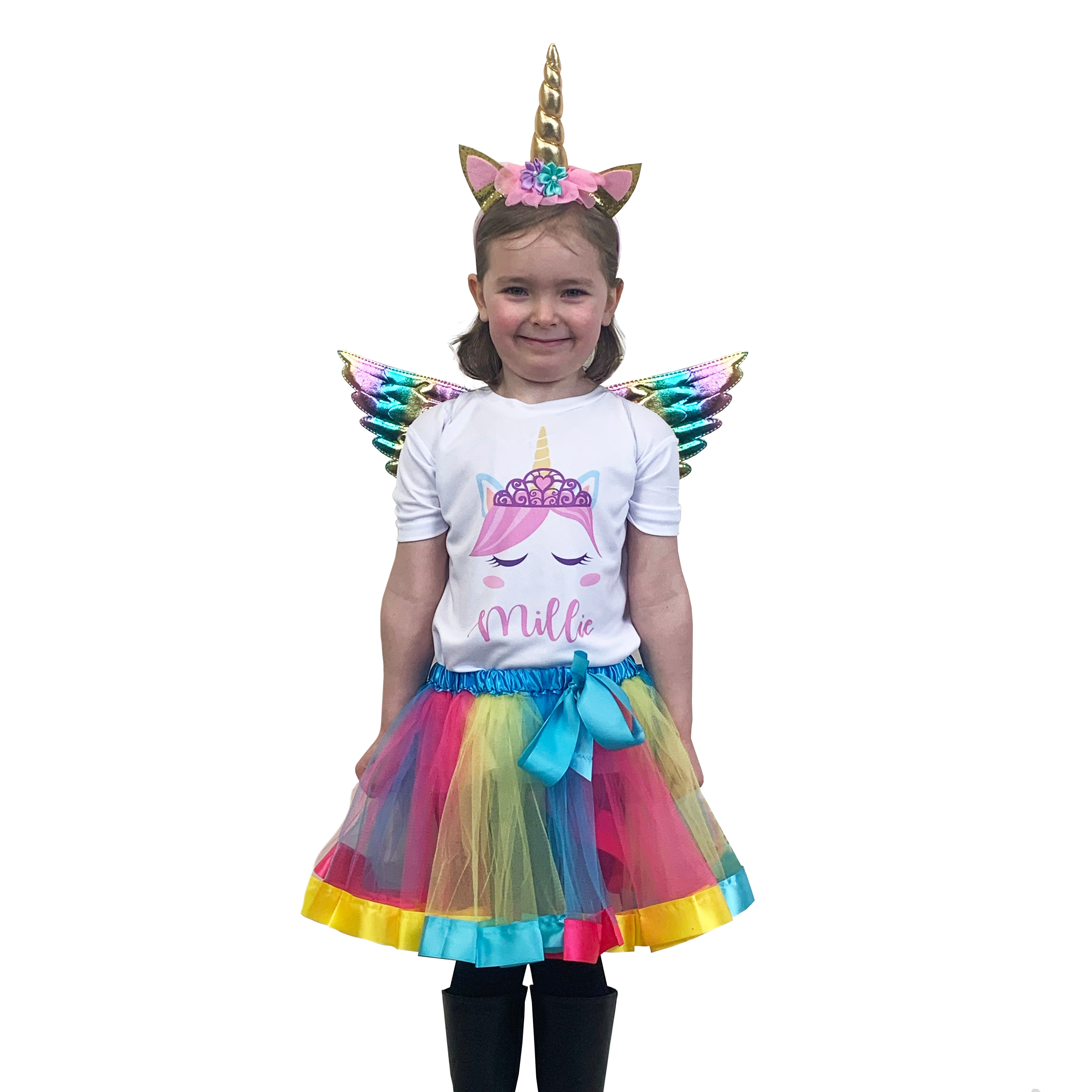 Personalised Kids Rainbow Unicorn Costume Set