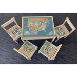 Personalised Children's Table and 4 Chairs USA Map Design