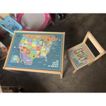 Personalised Children's Table and 1 Chair Printed USA Map Design