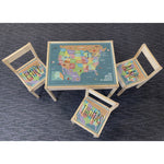 Personalised Children's Table and 3 Chairs Printed USA Map Design