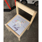 Personalised Children's Table and 4 Chairs Printed Unicorn Sparkle Design