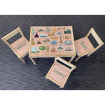 Personalised Children's Table and 3 Chairs Printed World Landmarks Design